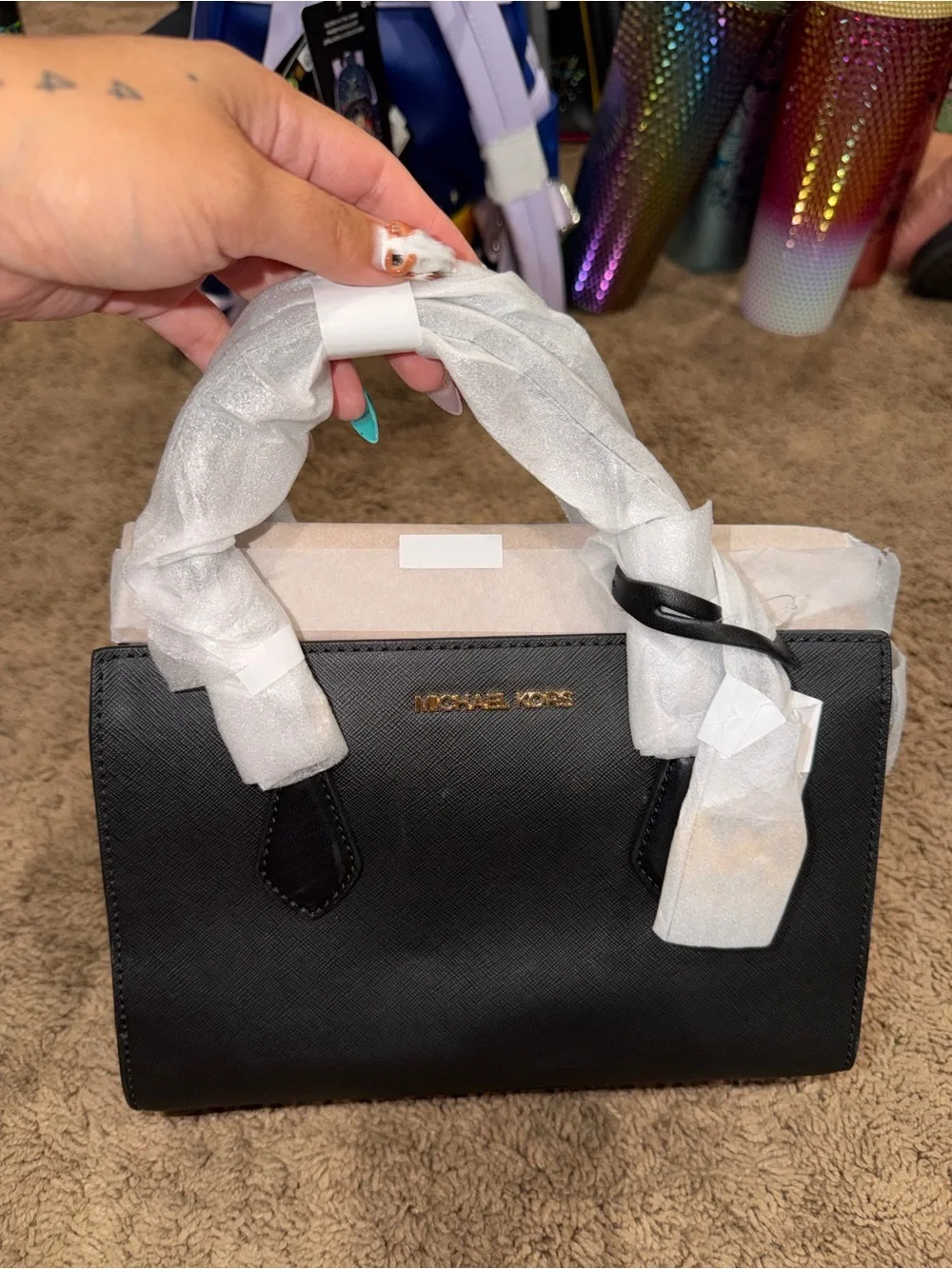 Michael Kors Black Saffiano Top-Handle Satchel